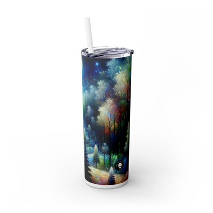 "Moonlit Enchantment: A Vibrant Forest" - The Alien Maars® Skinny Tumbler with Straw 20oz