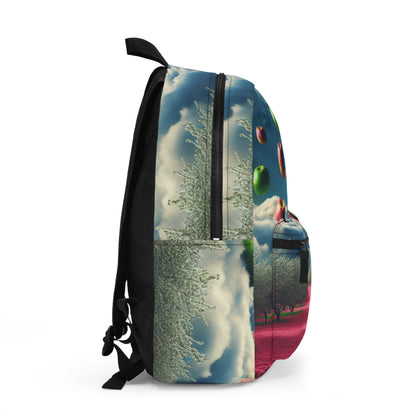 "Apple Sky and Pink Flower Carpet: A Surreal Landscape" - The Alien Backpack