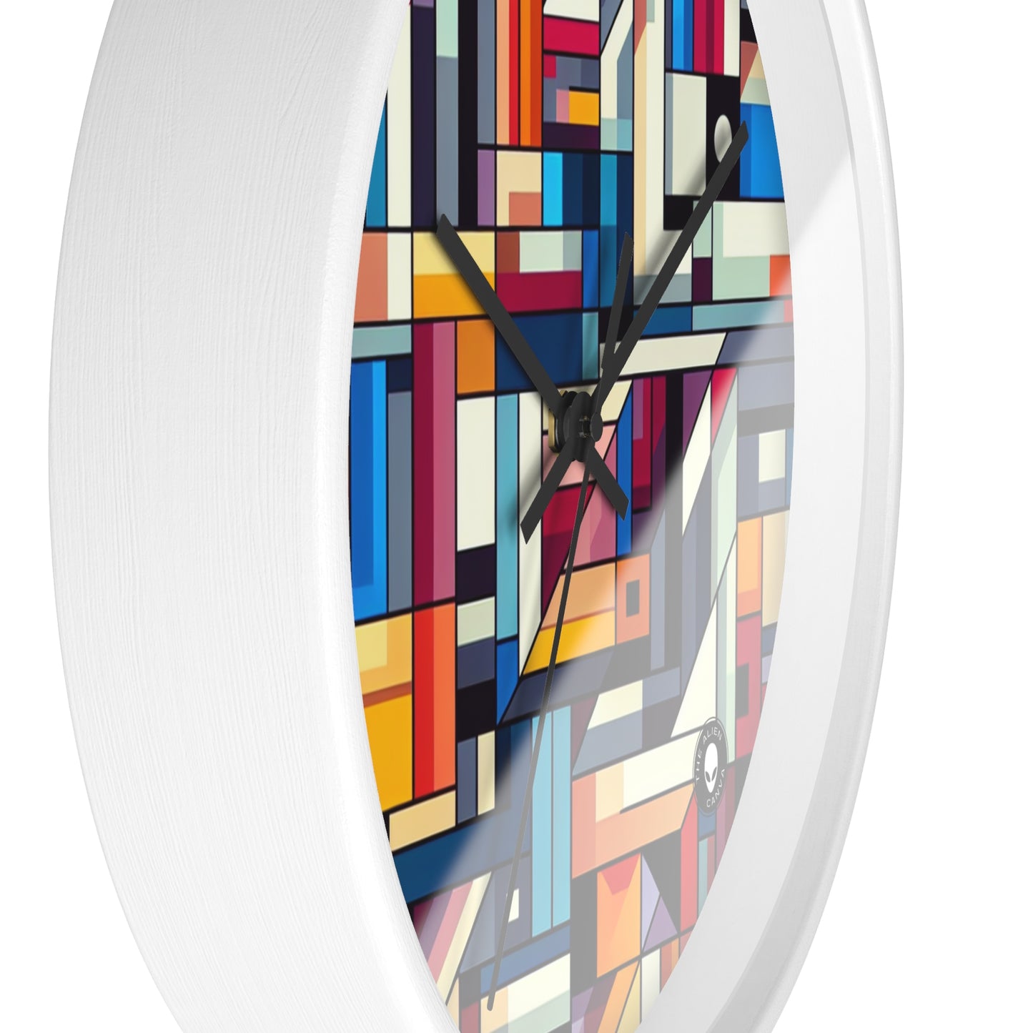 "Futuristic Cityscape: A Geometric Perception" - The Alien Wall Clock Hard-edge Painting