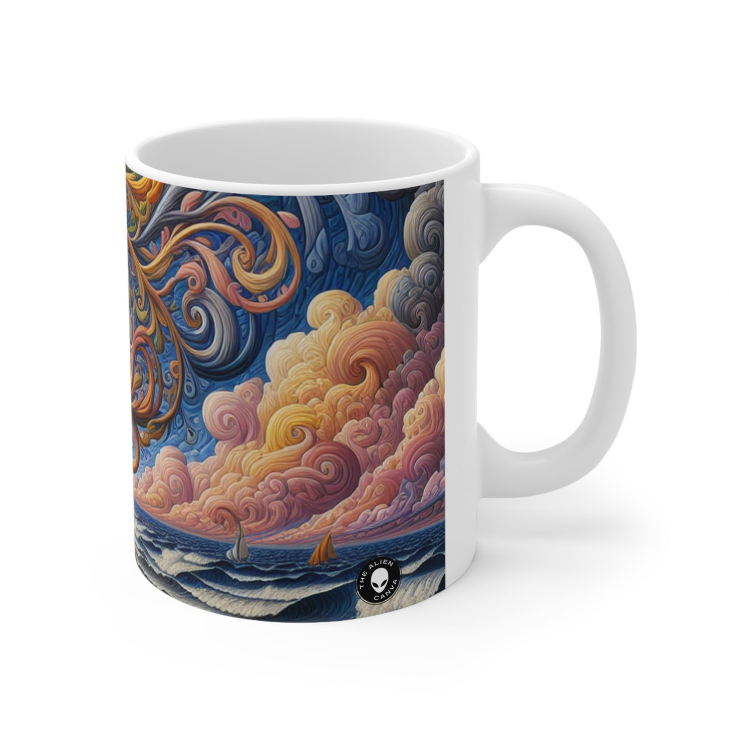 "Oasis Illusion: An Immersive Hyperrealistic Experience" - The Alien Ceramic Mug 11oz Hyperrealism