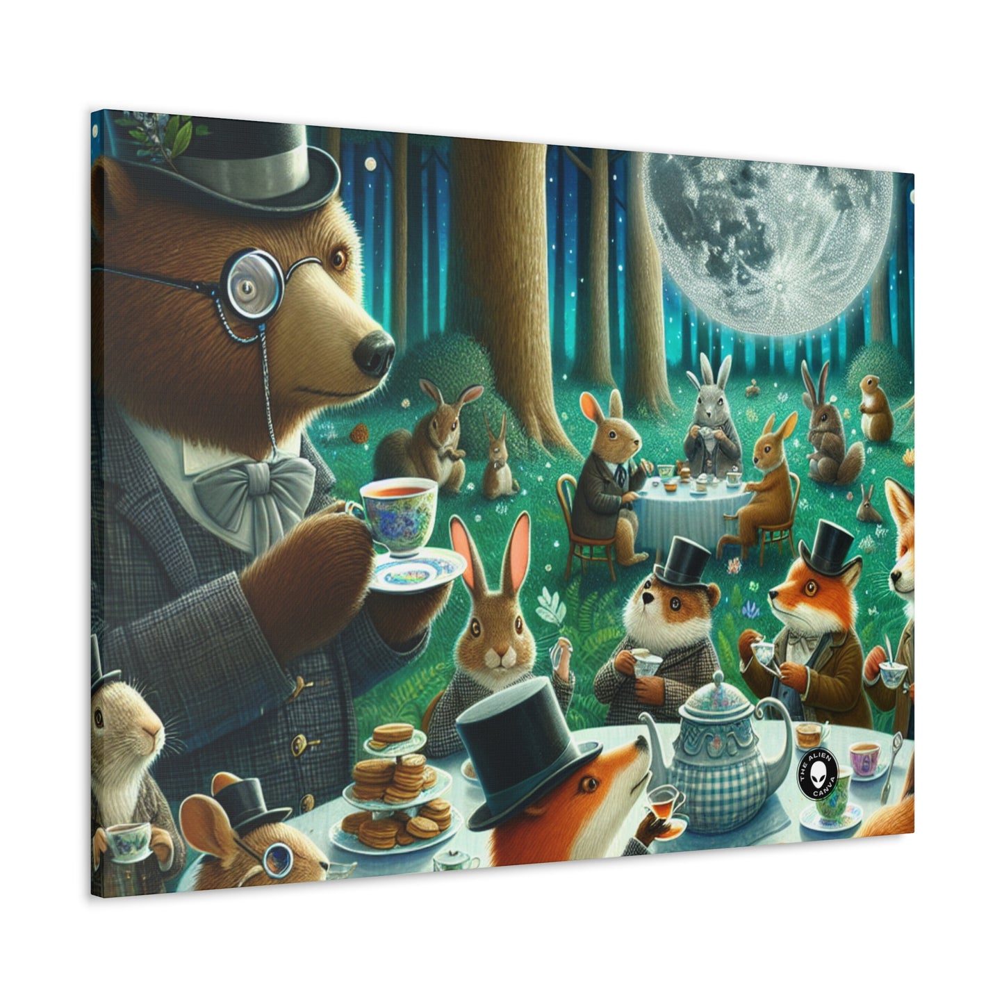 "Enchanted Moonlit Tea Party in the Forest" - The Alien Canva