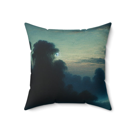 "Misty Twilight: A Tonalism Journey into Silent Serenity"- The Alien Spun Polyester Square Pillow Tonalism