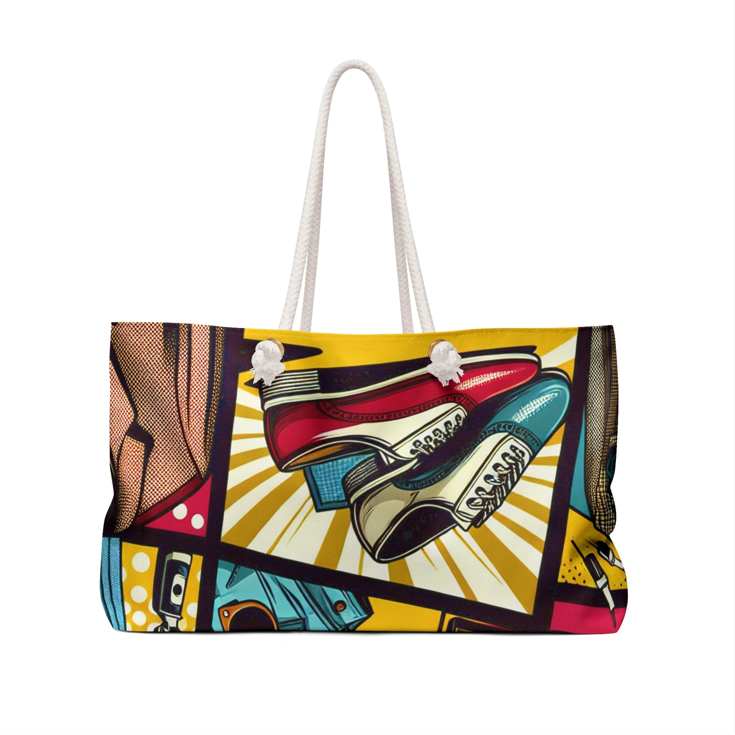 "Pop Art Apparel: A Collage of Vintage Style" - The Alien Weekender Bag pop art Style