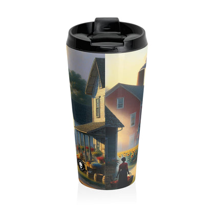 "Harvest Tranquility: A Midwest Farm Scene" - The Alien Stainless Steel Travel Mug Regionalism