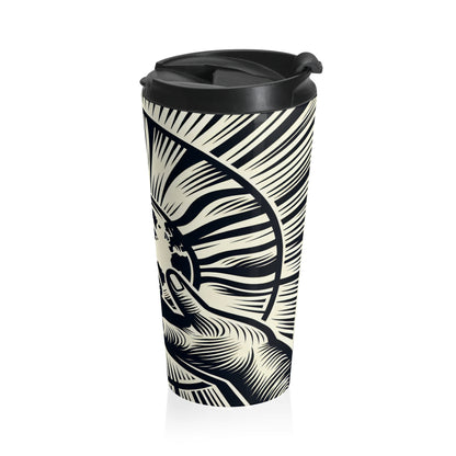 "Uniting Hands, Uniting Nations" - The Alien Stainless Steel Travel Mug Woodcut Printing Style