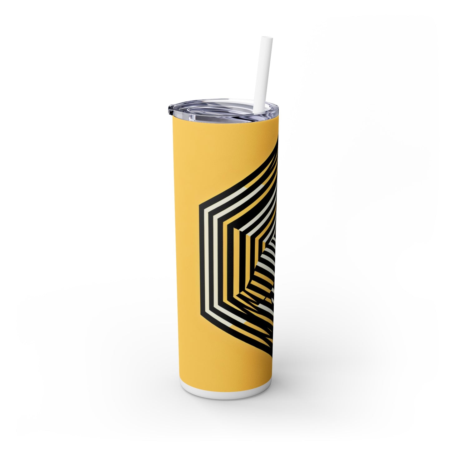 « Illusions dynamiques : Op Art Exploration » - The Alien Maars® Skinny Tumbler avec paille 20oz Optical Art (Op Art)