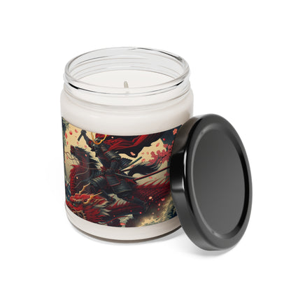 "Storming into Battle: A Samurai's Tale" - The Alien Scented Soy Candle 9oz Ukiyo-e (Japanese Woodblock Printing) Style