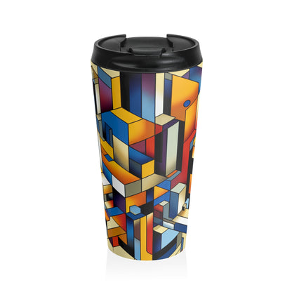 "Metropolis Pulse" - The Alien Stainless Steel Travel Mug Cubo-Futurism