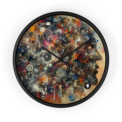 "Collage du chaos : une exploration néo-dada" - L'horloge murale extraterrestre Neo-Dada