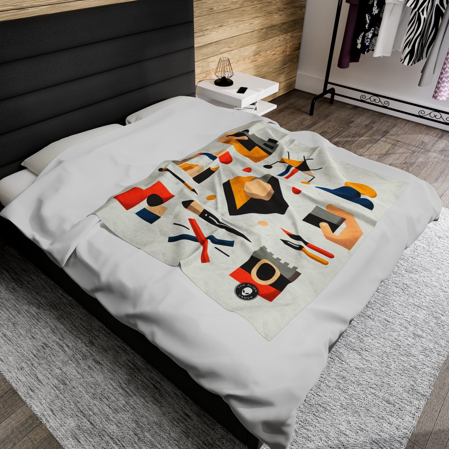 "Tranquil Geometry: Minimalist Landscape Art" - The Alien Velveteen Plush Blanket Minimalist Art