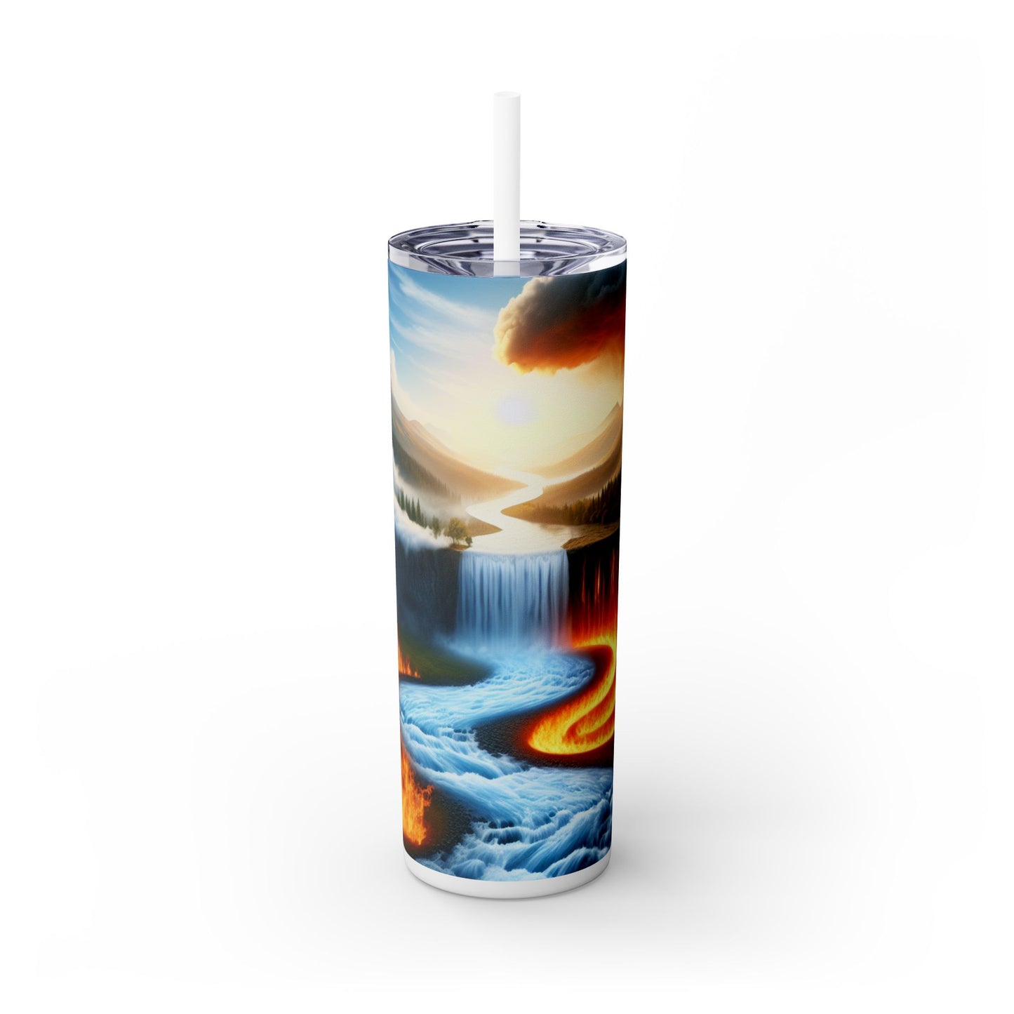 "Fusion of Elements: Harmony in Contrast" - The Alien Maars® Skinny Tumbler with Straw 20oz