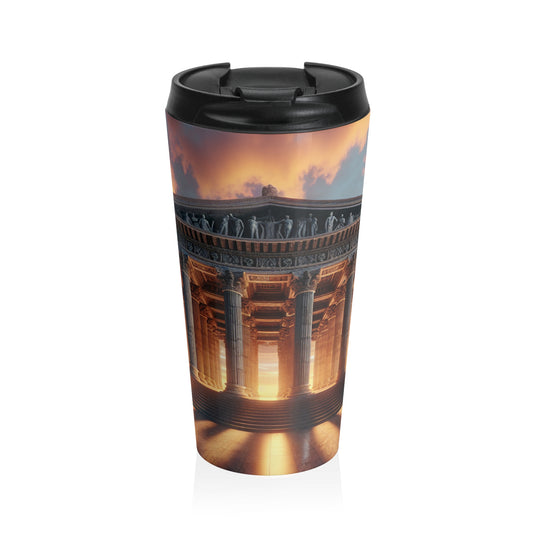 "Warm Glow of the Grecian Temple" - The Alien Stainless Steel Travel Mug Neoclassicism Style