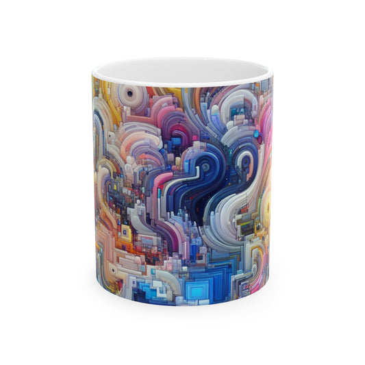 "Harmonies océaniques : une exploration de l'art génératif" - La tasse en céramique Alien 11oz Art génératif