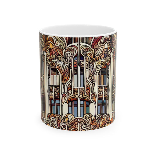 "Enchanted Seasons: Art Nouveau Forest Illustration" - The Alien Ceramic Mug 11oz Art Nouveau