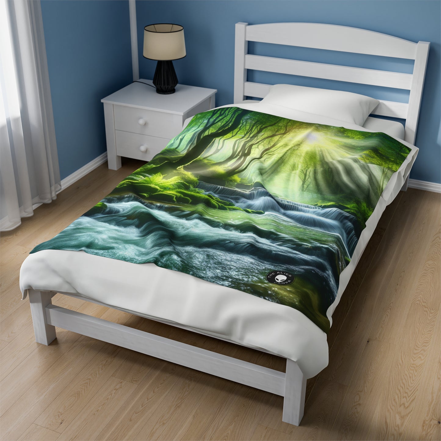 "Enchanting Waterfall Oasis" - The Alien Velveteen Plush Blanket