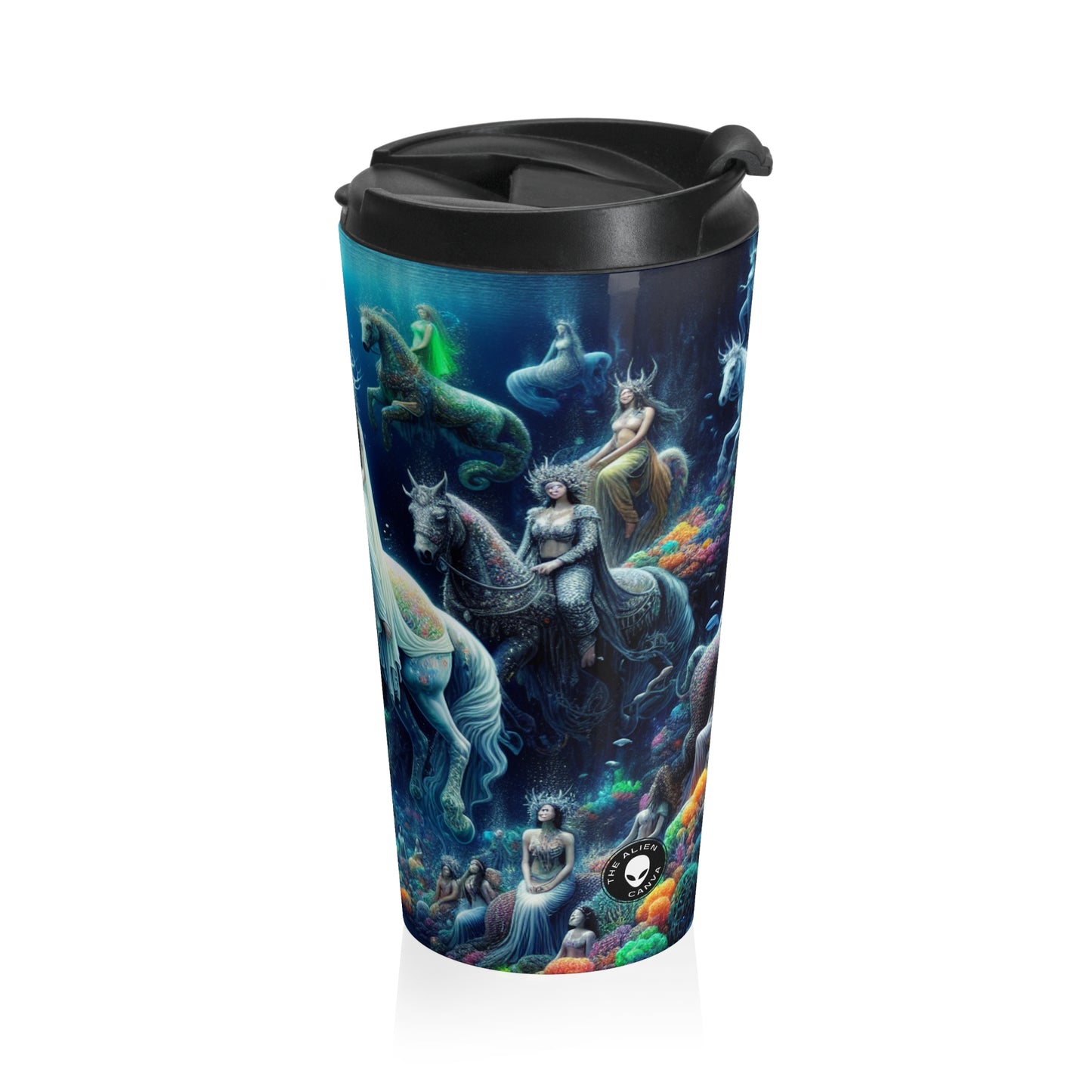 "Enchanted Underwater Realm: Mermaids and Seahorses" - The Alien Stainless Steel Travel Mug