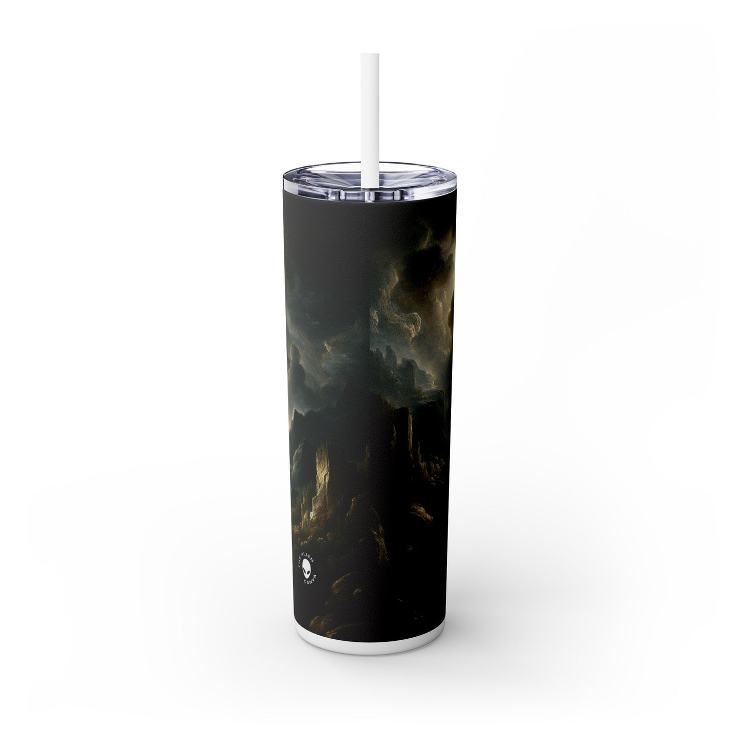 "Sombras solemnes: un retrato de tenebrismo" - El vaso delgado con pajita de Alien Maars® Tenebrismo de 20 oz