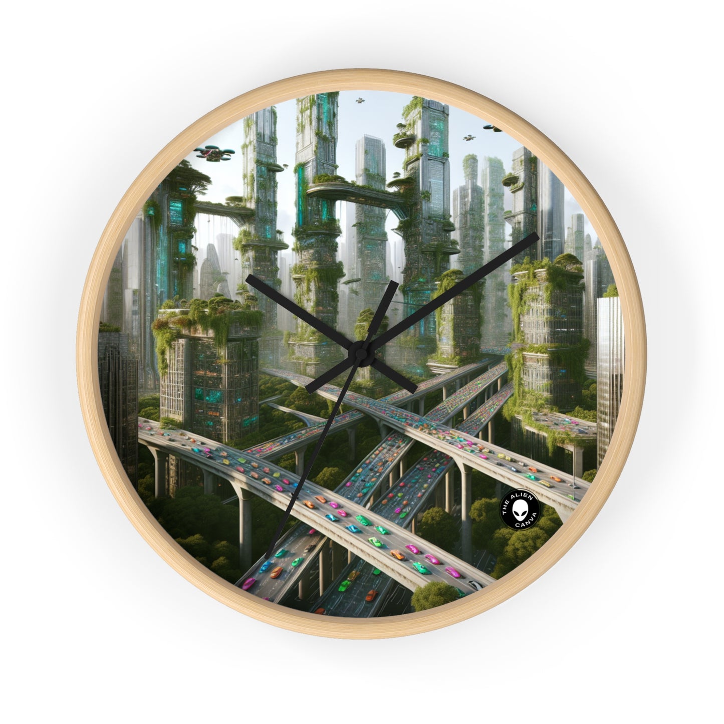 "Futuristic Utopia: Nature and Technology in Harmony" - The Alien Wall Clock