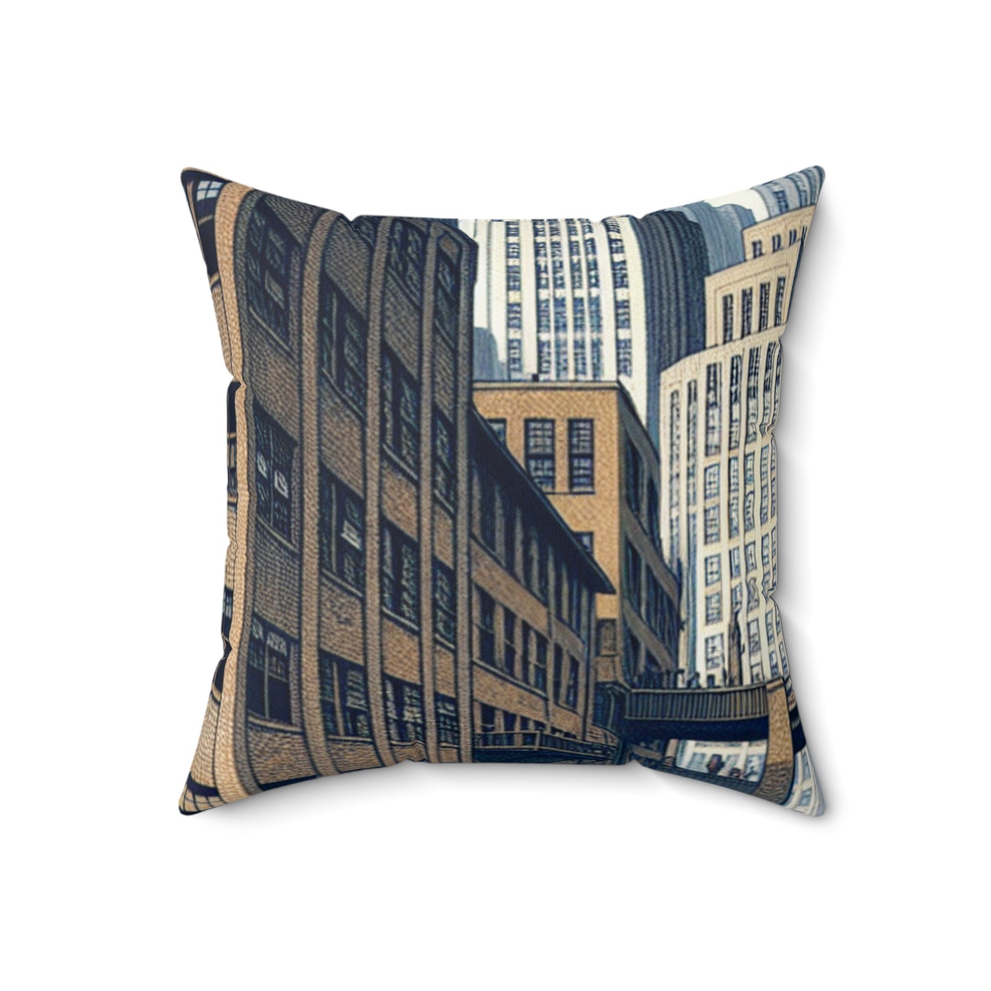"Urban Geometry: A Modern Cityscape in New Objectivity"- The Alien Spun Polyester Square Pillow New Objectivity
