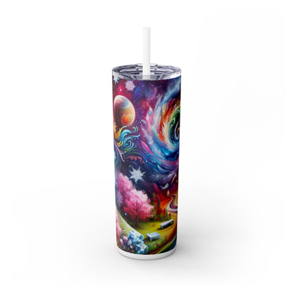 "Chronicles of Change: A Timeless Tapestry" - The Alien Maars® Skinny Tumbler with Straw 20oz