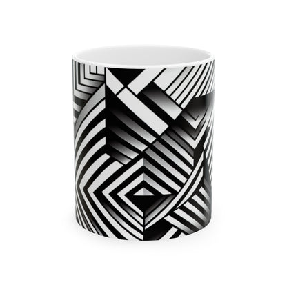 "Kaléidoscope tourbillonnant : un vortex audacieux d'art op" - La tasse en céramique extraterrestre 11oz Art optique (Op Art)