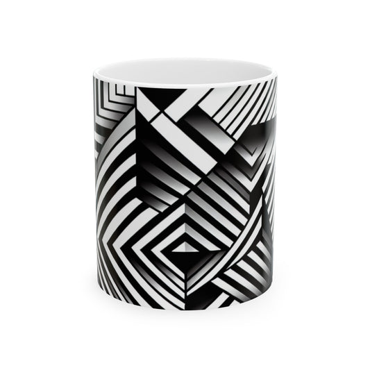 "Swirling Kaleidoscope: A Bold Op Art Vortex" - The Alien Ceramic Mug 11oz Optical Art (Op Art)