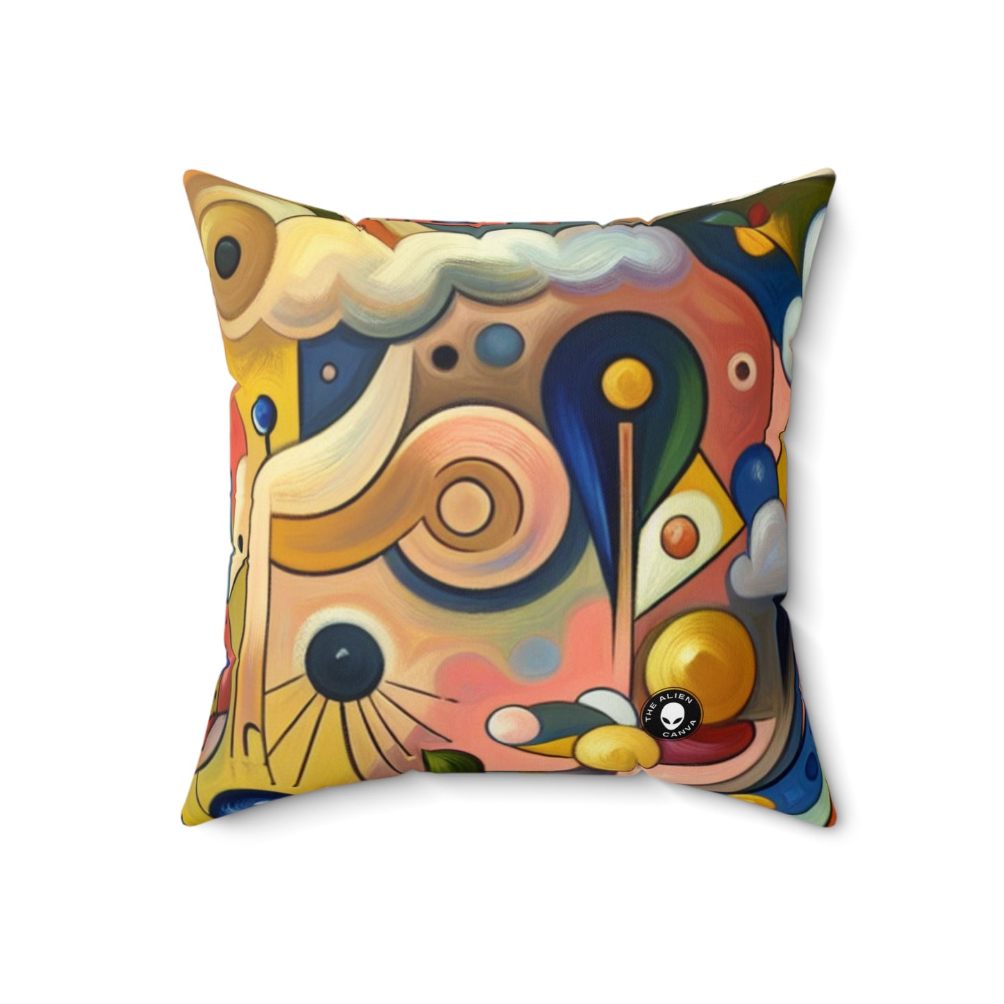 "Tiny Town in a Fishbowl"- The Alien Spun Polyester Square Pillow Naïve Surrealism