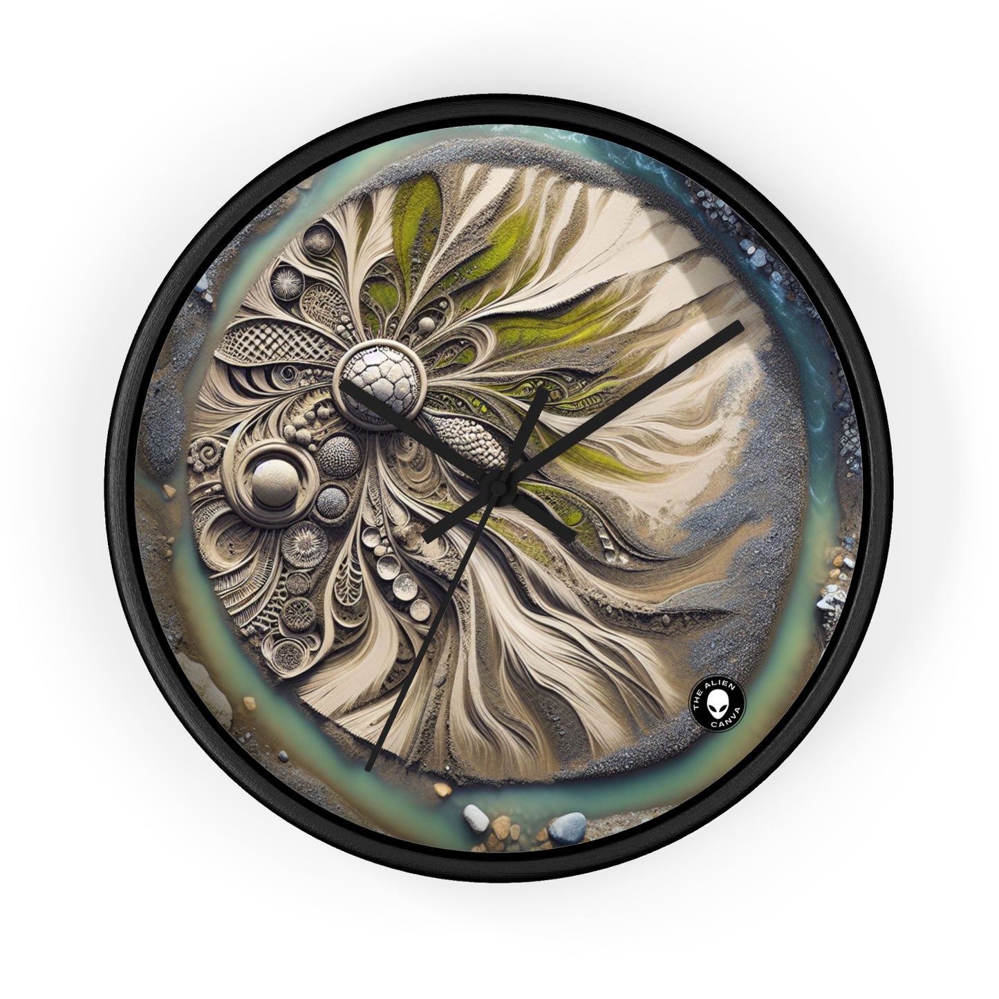 "Sandy Symphony : Une mosaïque de pierres colorées sur la plage" - The Alien Wall Clock Land Art