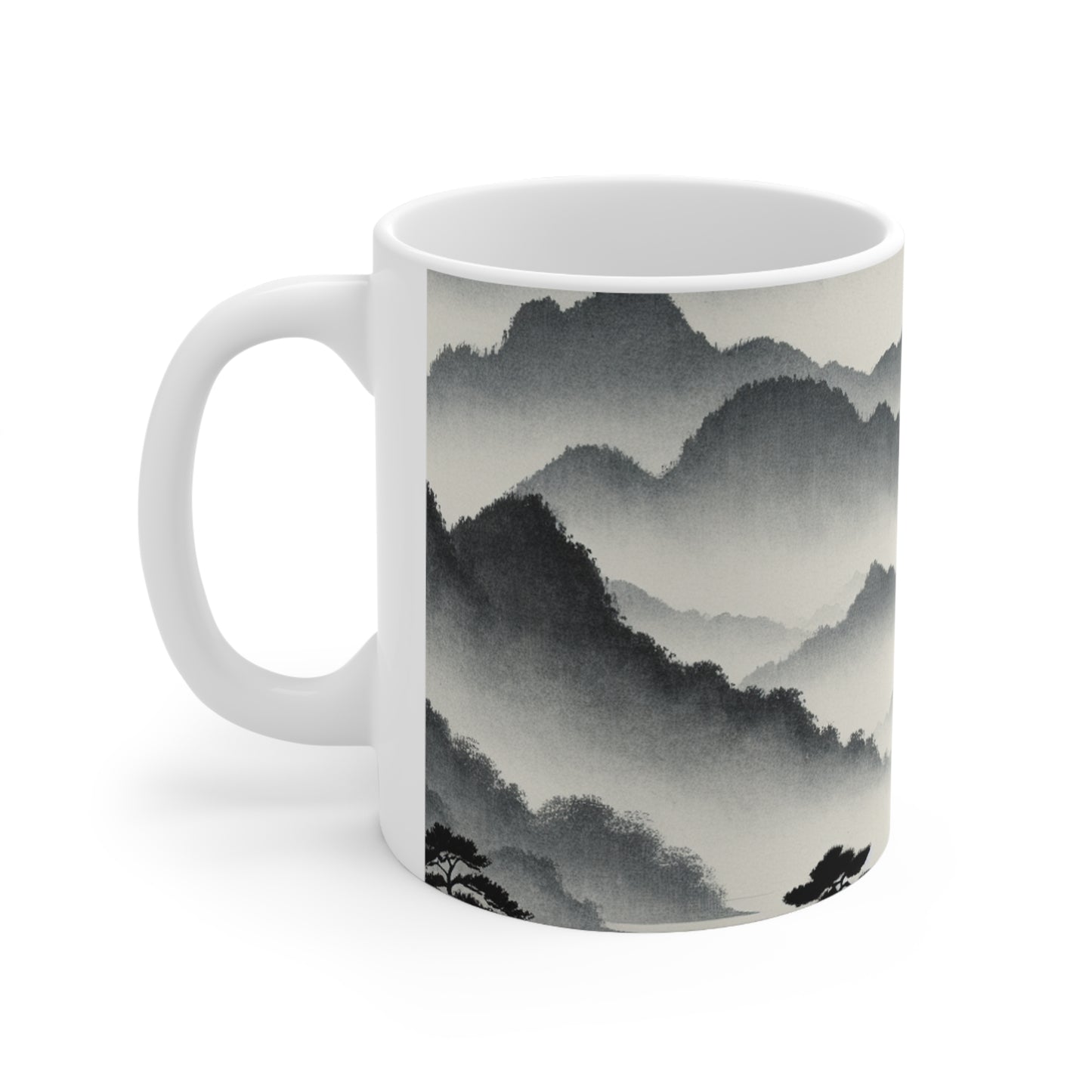 "Harmonious Ink: Capturing the Tranquility of a Zen Garden" - The Alien Ceramic Mug 11oz Ink Wash Painting