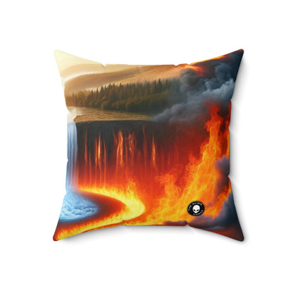 "Fusion of Elements: Harmony in Contrast"- The Alien Spun Polyester Square Pillow