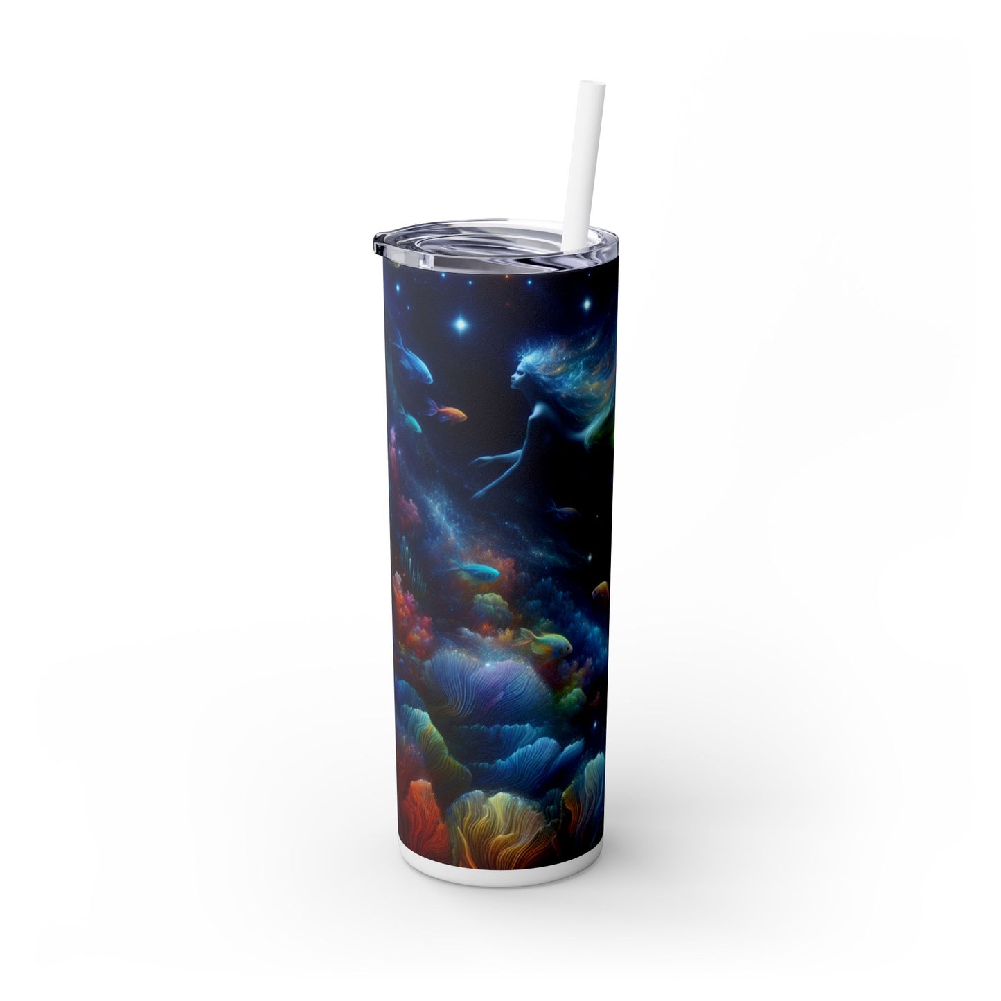 "Enchantment Under the Stars: A Mystical Underwater Journey" - The Alien Maars® Skinny Tumbler with Straw 20oz