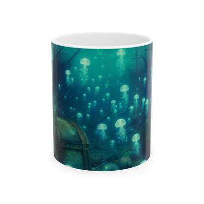 "Medusas resplandecientes en las profundidades" - Taza de cerámica The Alien 11oz