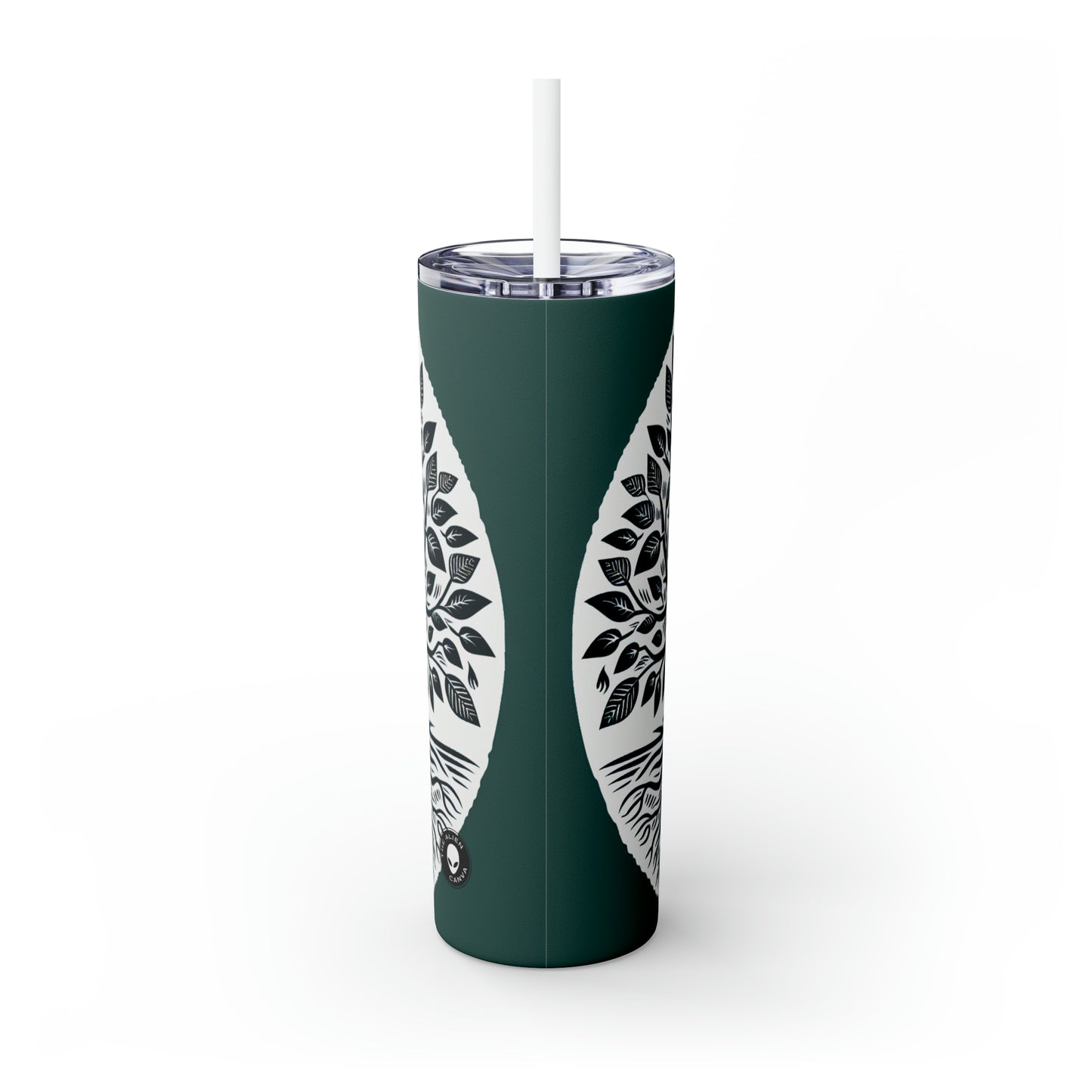 « Arbre généalogique moderne de gravure sur bois » - The Alien Maars® Skinny Tumbler avec paille 20oz impression de gravure sur bois