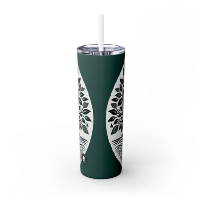 "Modern Woodcut Family Tree" - The Alien Maars® Skinny Tumbler with Straw 20oz Woodcut Printing