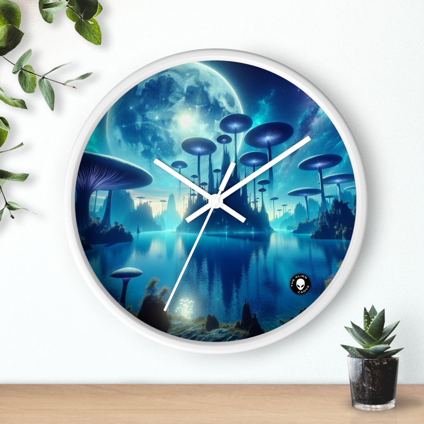 "Moonlit Mushroom Lake" - The Alien Wall Clock