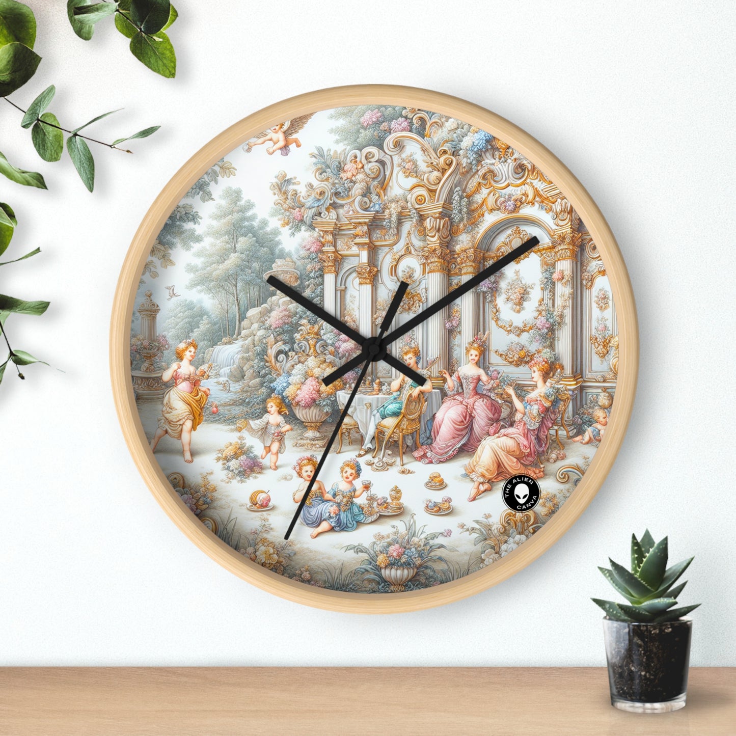 "A Garden of Rococo Delights: A Whimsical Extravaganza" - The Alien Wall Clock Rococo