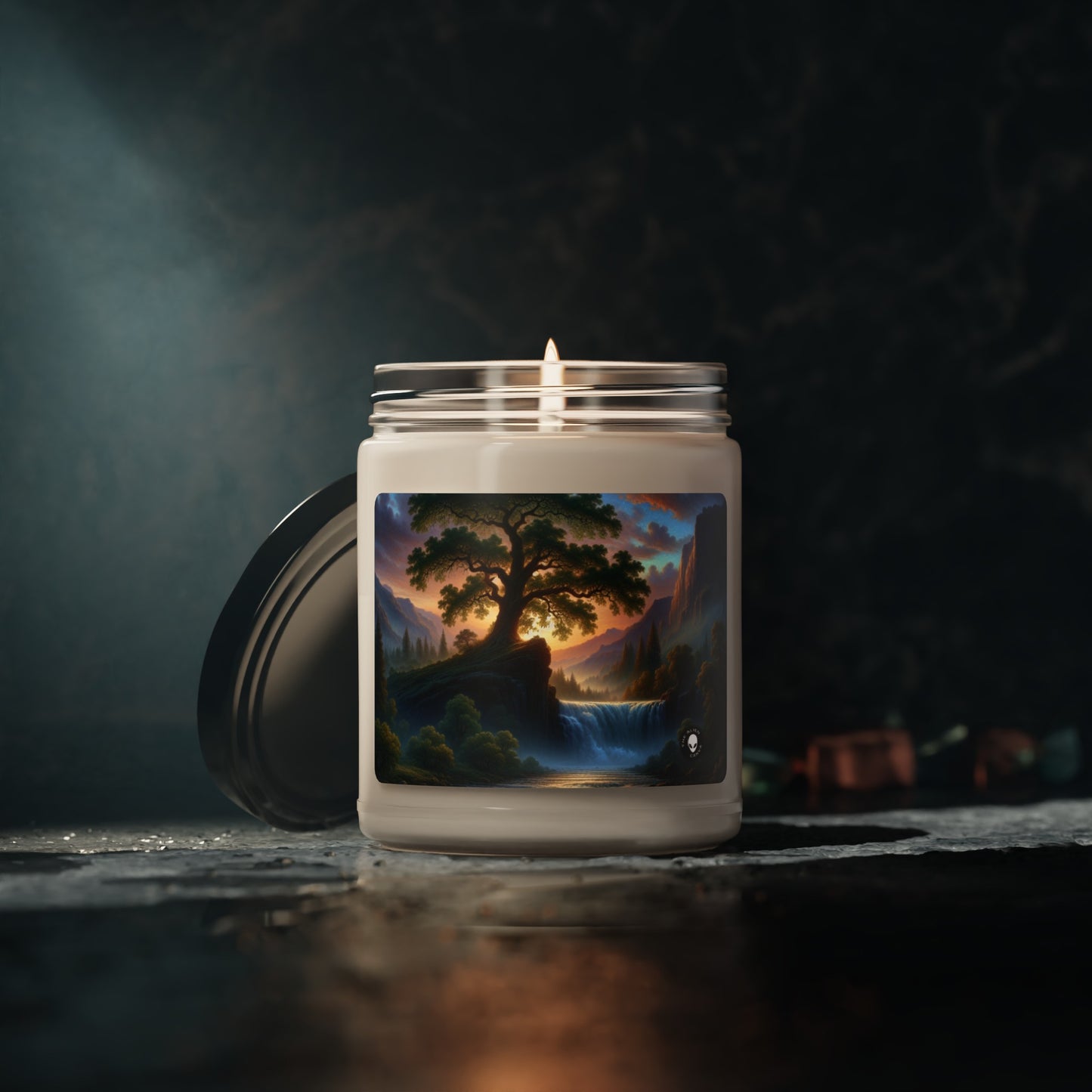 "L'étreinte de la tempête : un paysage romantique" - La bougie de soja parfumée Alien 9oz Romantisme