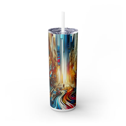 "Urban Ecosystem: A Graffiti Fusion" - The Alien Maars® Skinny Tumbler with Straw 20oz Graffiti Art