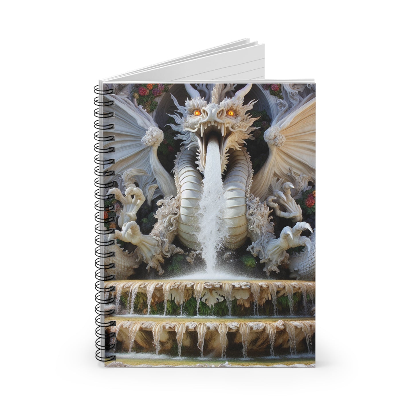 "Fiery Dragon Fountain: Heaven's Cascade" - The Alien Spiral Notebook (Ruled Line) Rococo Style