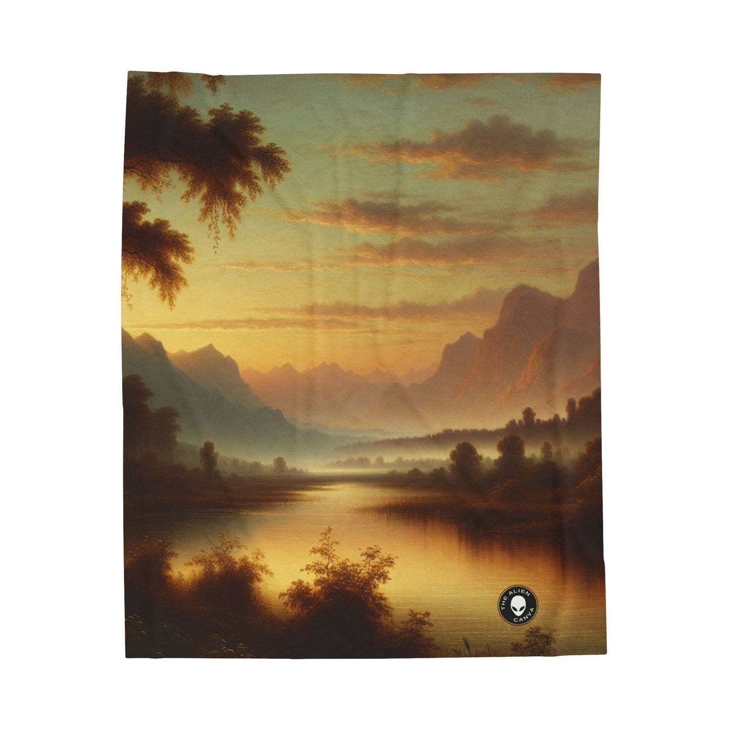 "Misty Morning: Tonalismo sereno en un lago tranquilo" - The Alien Velveteen Plush Blanket Tonalism