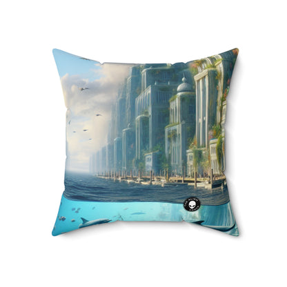 "City of Atlantis: Imagination Unleashed"- The Alien Spun Polyester Square Pillow