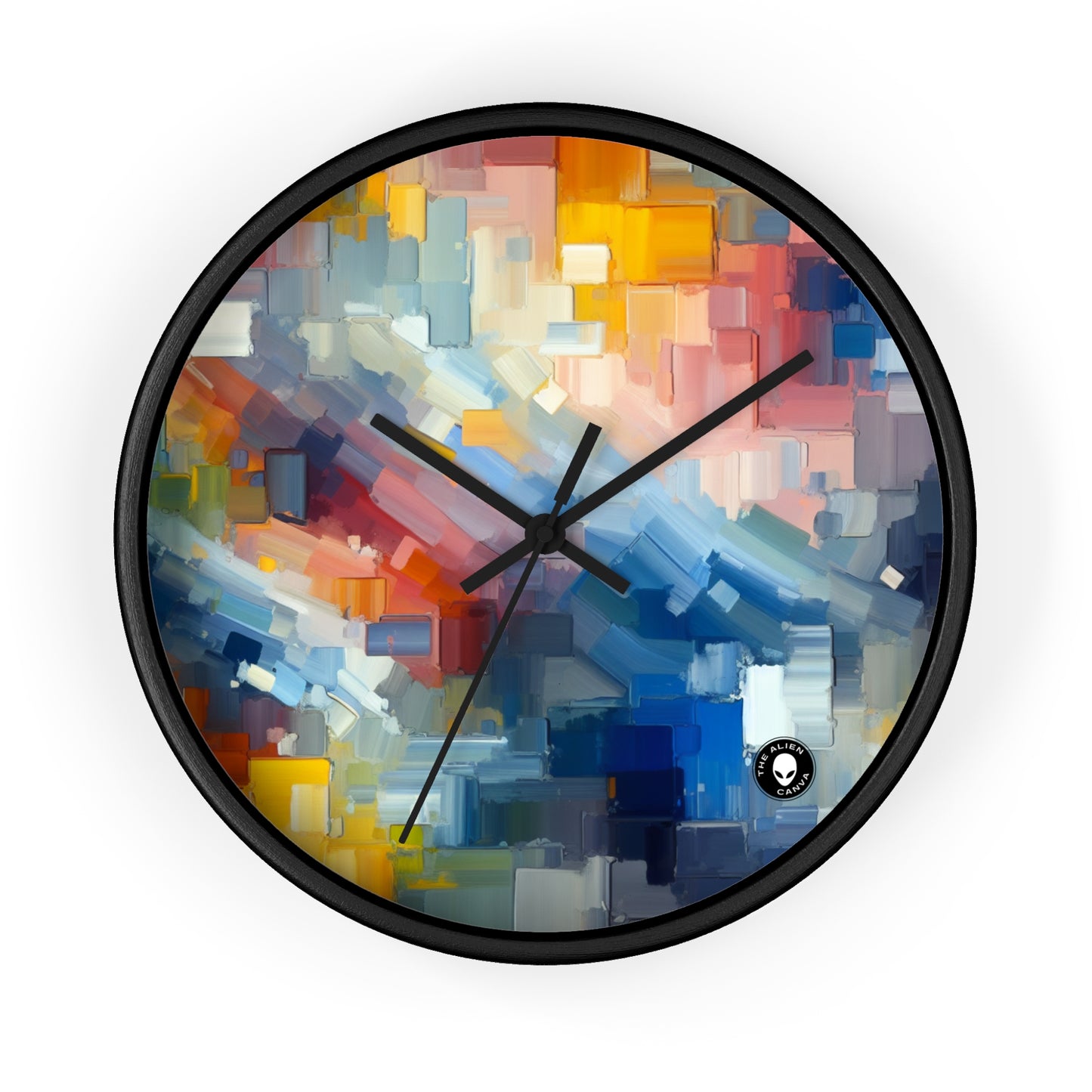 "Coucher de soleil tranquille : une peinture de champ de couleur pastel doux" - La peinture de champ de couleur de l'horloge murale extraterrestre