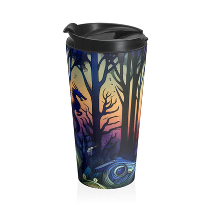 "Crepúsculo místico: criaturas en el bosque" - Taza de viaje de acero inoxidable de The Alien