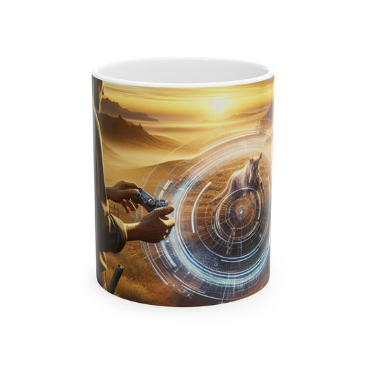 "Expresiones eternas: retratos de emociones crudas" - Taza de cerámica The Alien de 11 oz Fotorrealismo