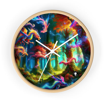 "Dragon's Rainbow Forest" - The Alien Wall Clock