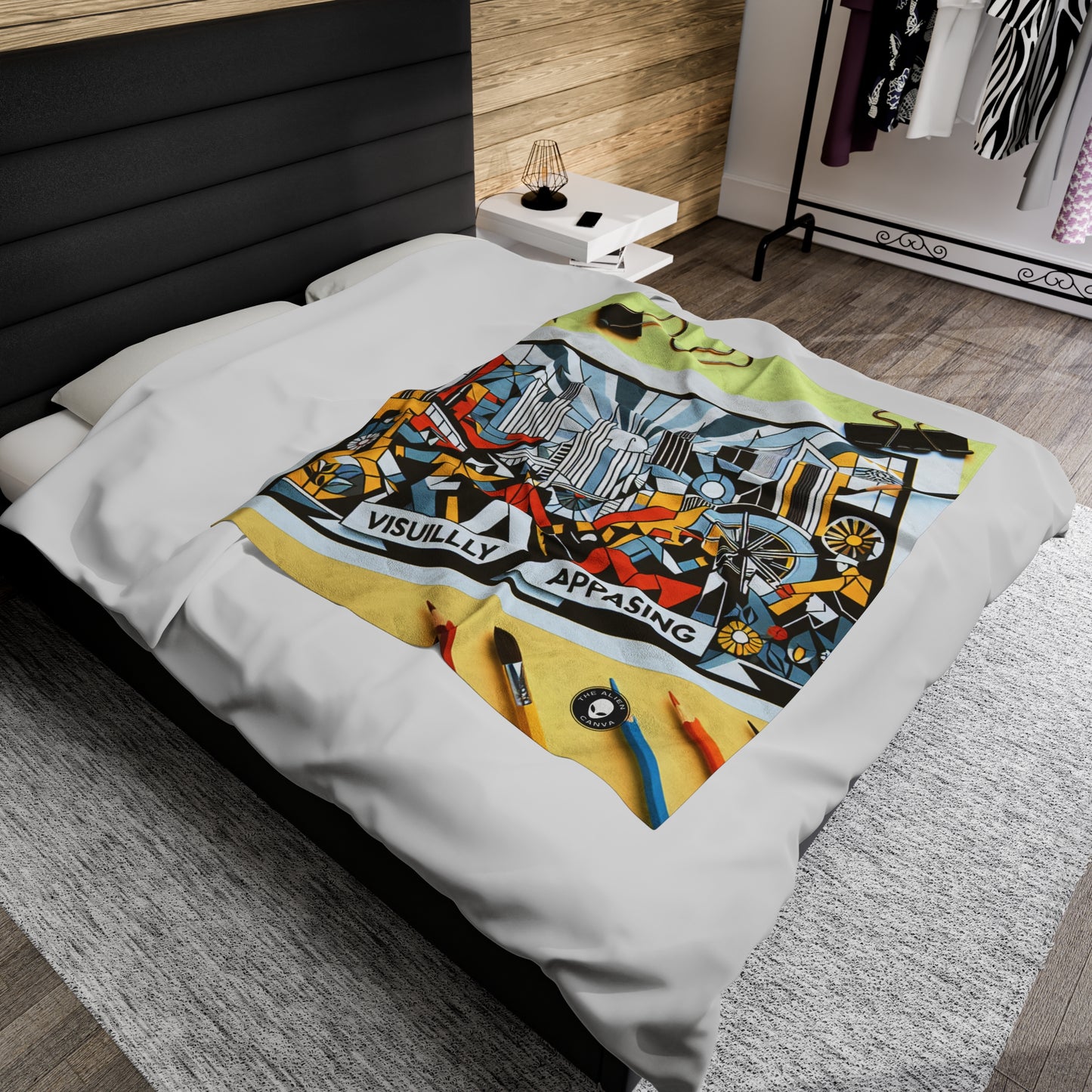 "Ciudad constructiva: una vibrante celebración del progreso urbano" - The Alien Velveteen Plush Blanket Constructivism