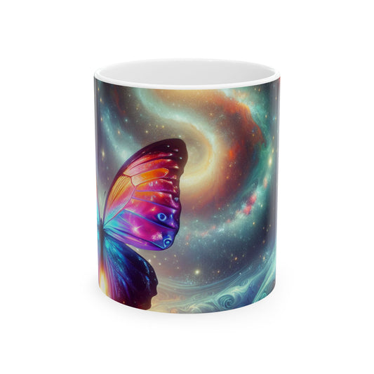 "Galactic Butterfly: A Cosmic Spectacle" - The Alien Ceramic Mug 11oz