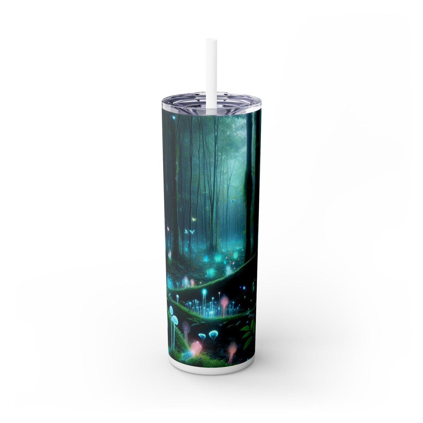 « Nuit enchantée : forêt bioluminescente » - Le verre fin Alien Maars® avec paille 20 oz