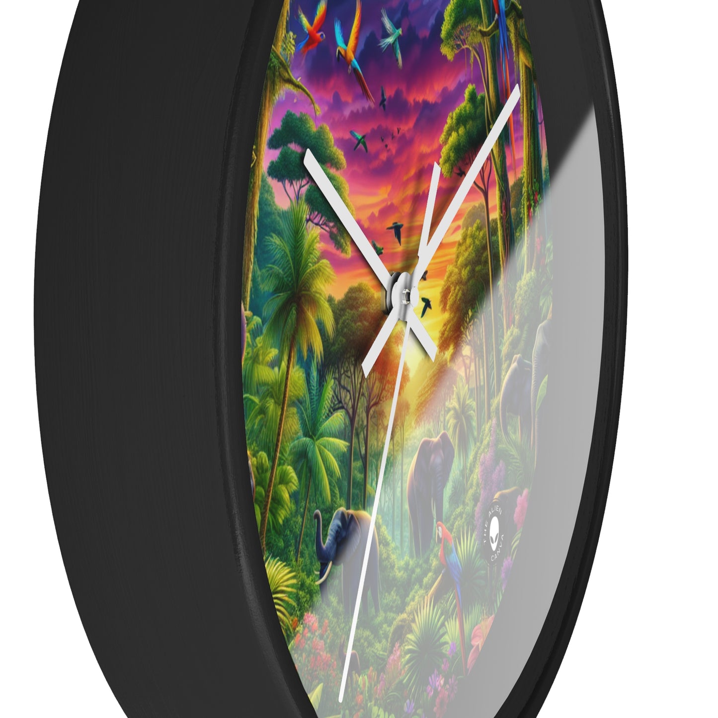 "Sundown in the Wild: A Rainbow Jungle Adventure" - The Alien Wall Clock