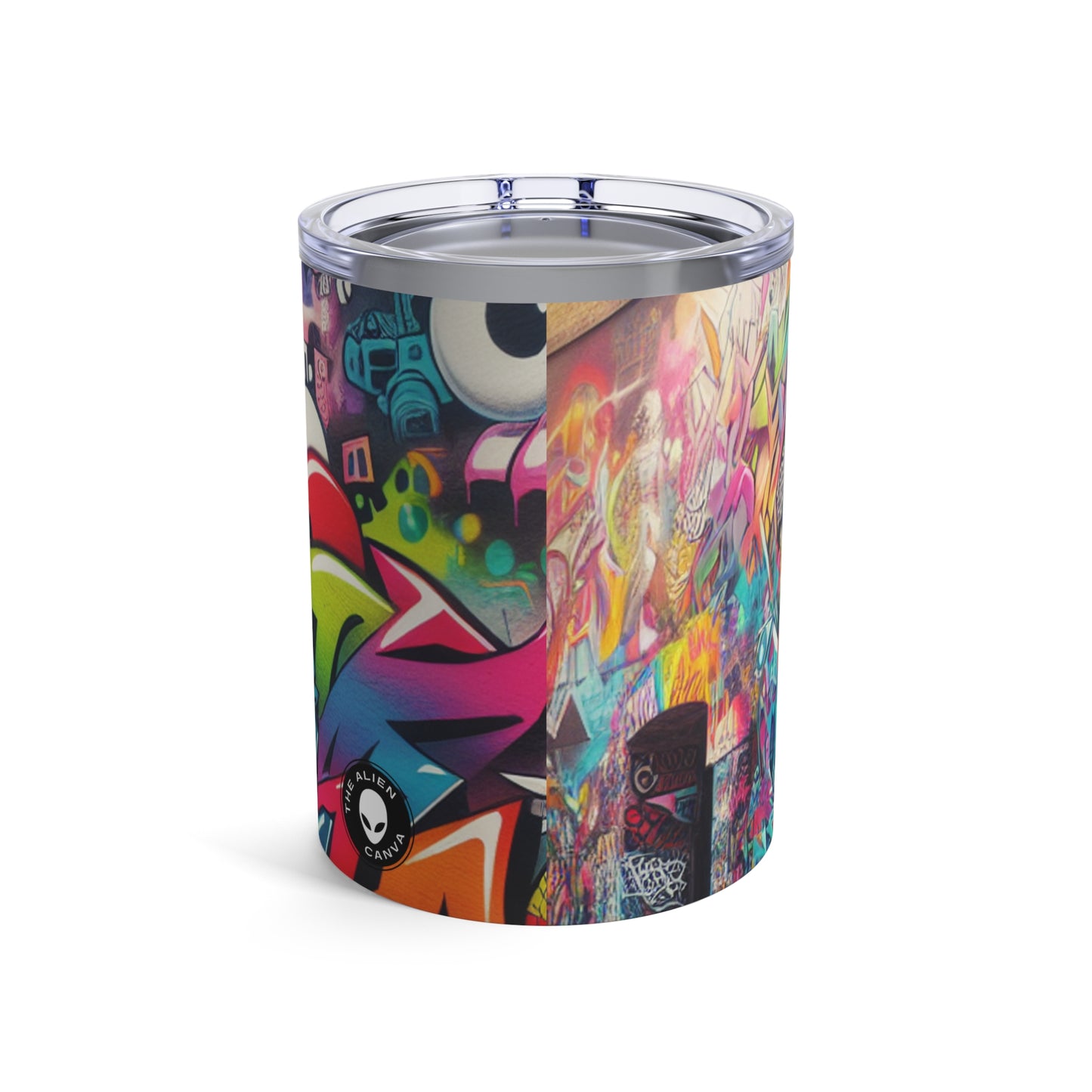 "Neon Horizon : La métropole du futur vibrant" - The Alien Tumbler 10oz Street Art / Graffiti